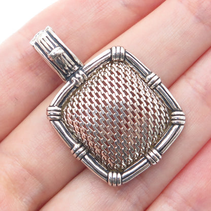 ESPO SIG Joseph Esposito 925 Sterling Silver Vintage Mesh Dome Oxidized Pendant
