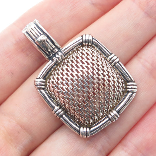 ESPO SIG Joseph Esposito 925 Sterling Silver Vintage Mesh Dome Oxidized Pendant