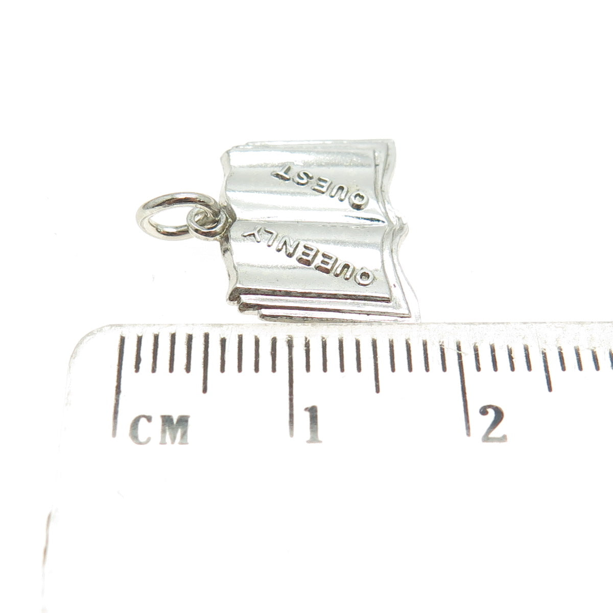 925 Sterling Silver Vintage Queenly Quest Book Minimalist Charm Pendant