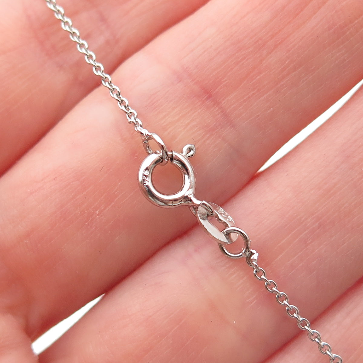 925 Sterling Silver Round-Cut C Z Heart Cable Chain Necklace 16"
