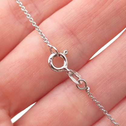 925 Sterling Silver Round-Cut C Z Heart Cable Chain Necklace 16"