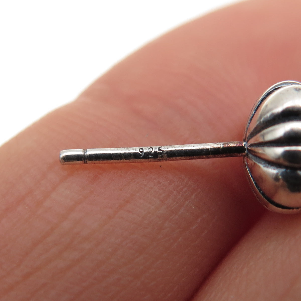 925 Sterling Silver Faux Pearl Oxidized Stud Earrings