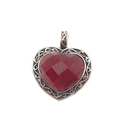 ATI Annika Witt 925 Sterling Silver Vintage Real Cherry Tourmaline Heart Pendant