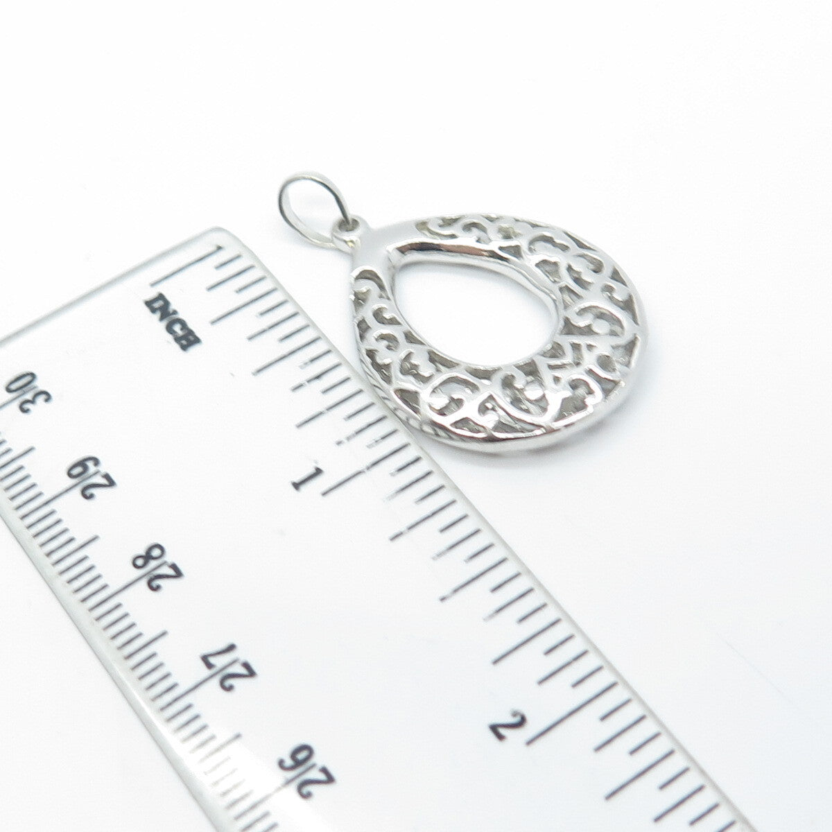 925 Sterling Silver Vintage Ornate Teardrop 3D Pendant