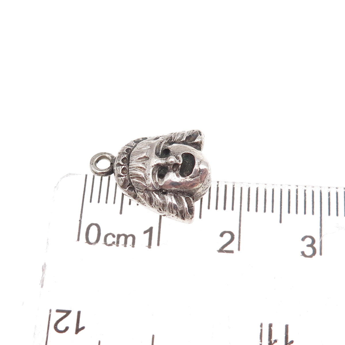 925 Sterling Silver Antique Art Deco Greek Tragedy Mask Oxidized Charm Pendant