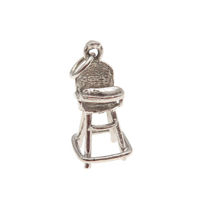 925 Sterling Silver Vintage Baby High Chair 3D Mini Charm Pendant