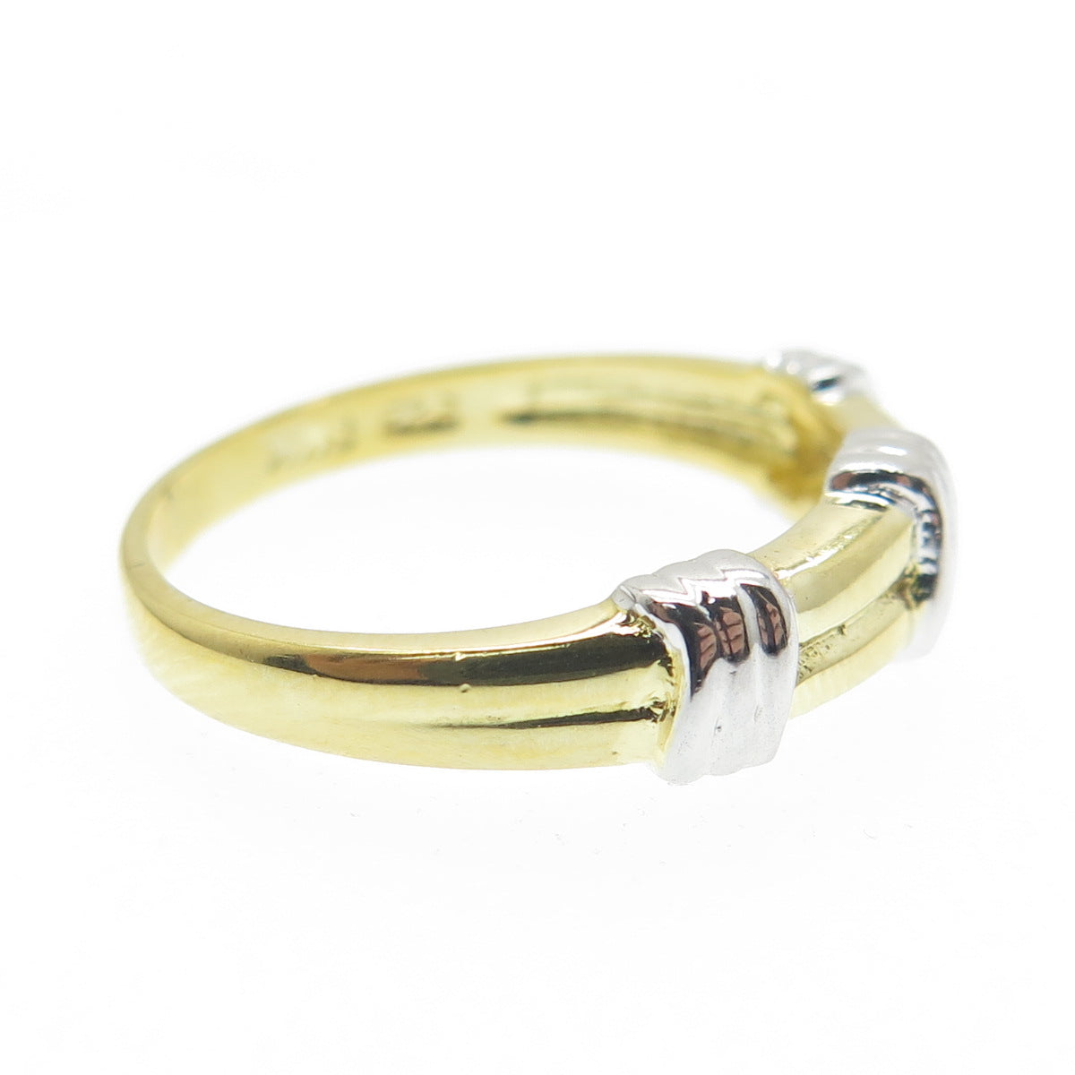 SMK 925 Sterling Silver 2-Tone Ribbed Ring Size 7