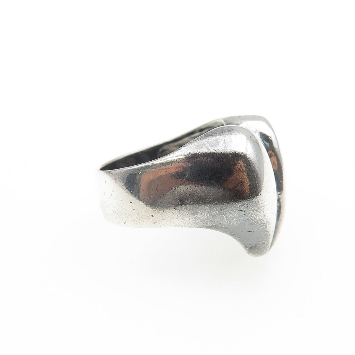 925 Sterling Silver Vintage Modernist Heart Oxidized Ring Size 6.75