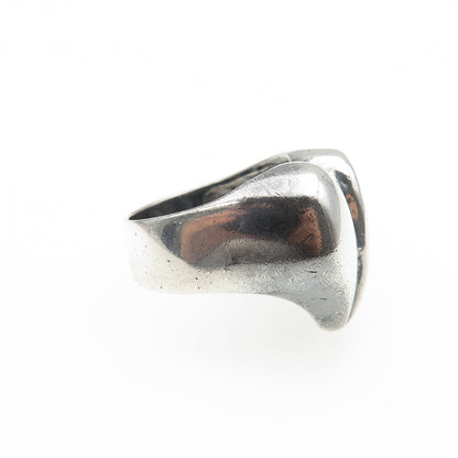 925 Sterling Silver Vintage Modernist Heart Oxidized Ring Size 6.75