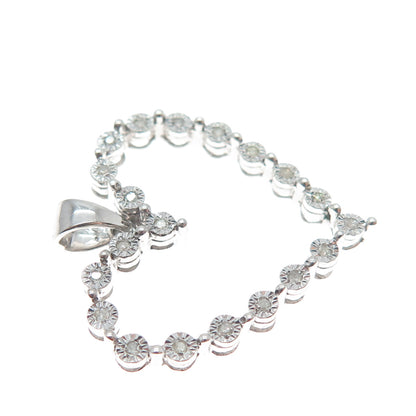 925 Sterling Silver Real Round-Cut Diamond Heart Charm Pendant