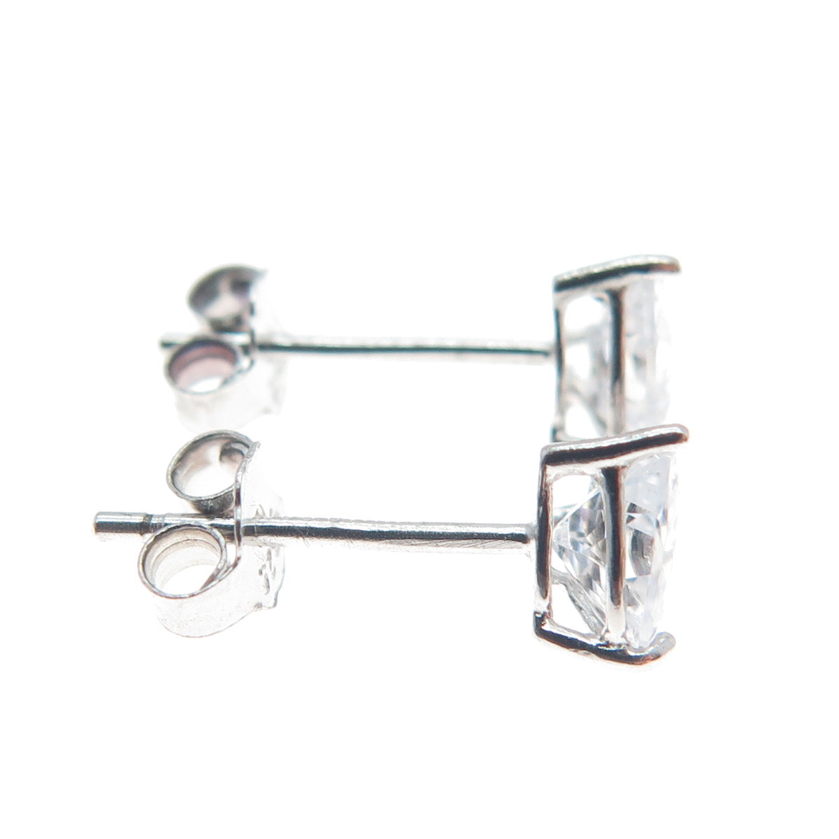 925 Sterling Silver Heart-Cut C Z Stud Earrings