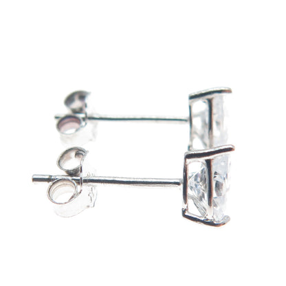 925 Sterling Silver Heart-Cut C Z Stud Earrings