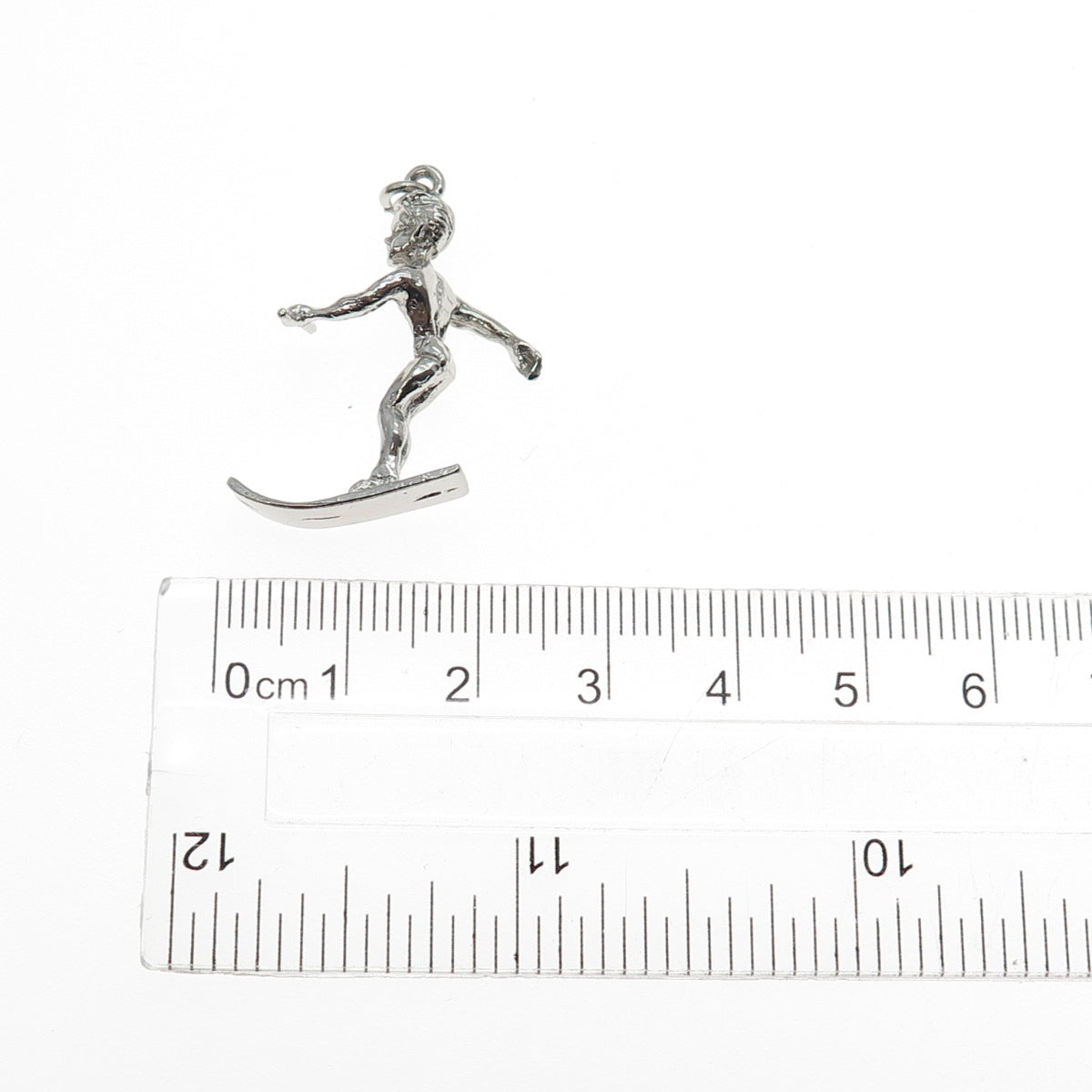 925 Sterling Silver Vintage Waterskier 3D Charm Pendant