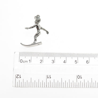 925 Sterling Silver Vintage Waterskier 3D Charm Pendant