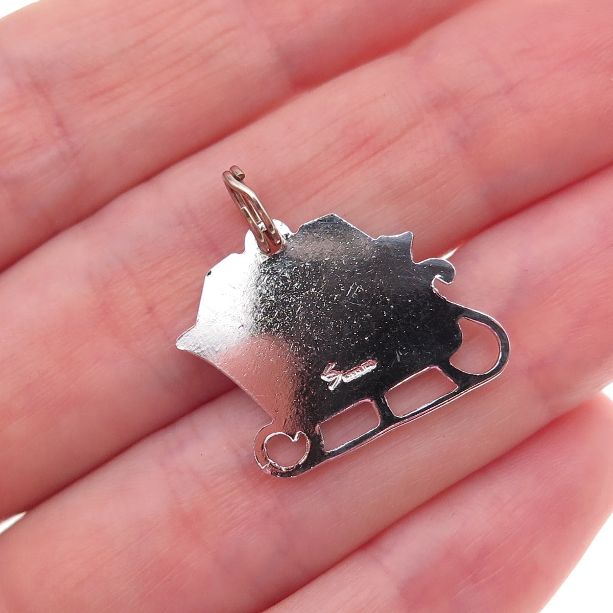 Spencer 925 Sterling Silver Vintage Enamel Santa's Sleigh Charm Pendant