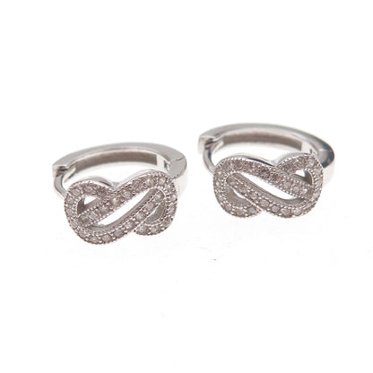 925 Sterling Silver Round-Cut C Z Infinity Hoop Earrings