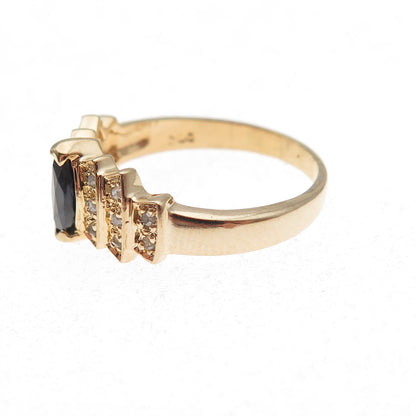Dee Berkle 925 Sterling Silver Gold Plated Real Diamond & Sapphire Ring Size 8
