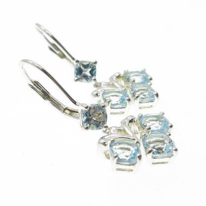 MICHELLE ALBALA 925 Sterling Silver Vintage Real Blue Topaz Dangle Earrings