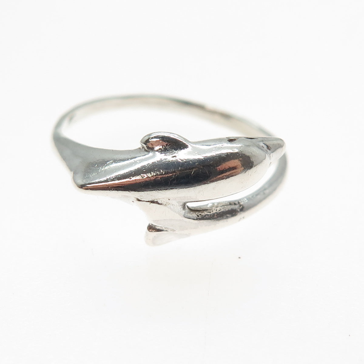 925 Sterling Silver Vintage Dolphin Ring Size 9.25