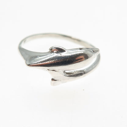 925 Sterling Silver Vintage Dolphin Ring Size 9.25