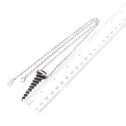 LK KATHERINE LINCOLN Sterling Silver Vintage Jasper Necklace 22" (missing lock)