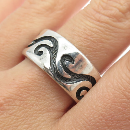 925 Sterling Silver Vintage Mexico Branches Band Ring Size 11.5