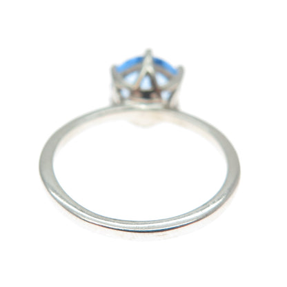 DAZZLERS 925 Sterling Silver Round-Cut Nano Tanzanite Ring Size 5.25