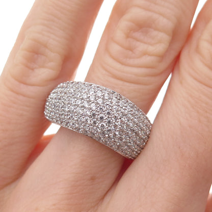 925 Sterling Silver Round-Cut C Z Wavy Ring Size 6.25