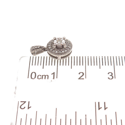 925 Sterling Silver Real Round-Cut Diamond Charm Pendant
