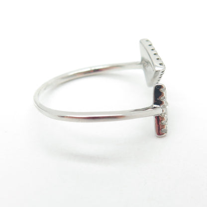 925 Sterling Silver Round-Cut C Z Arrow Adjustable Ring Size 7.5