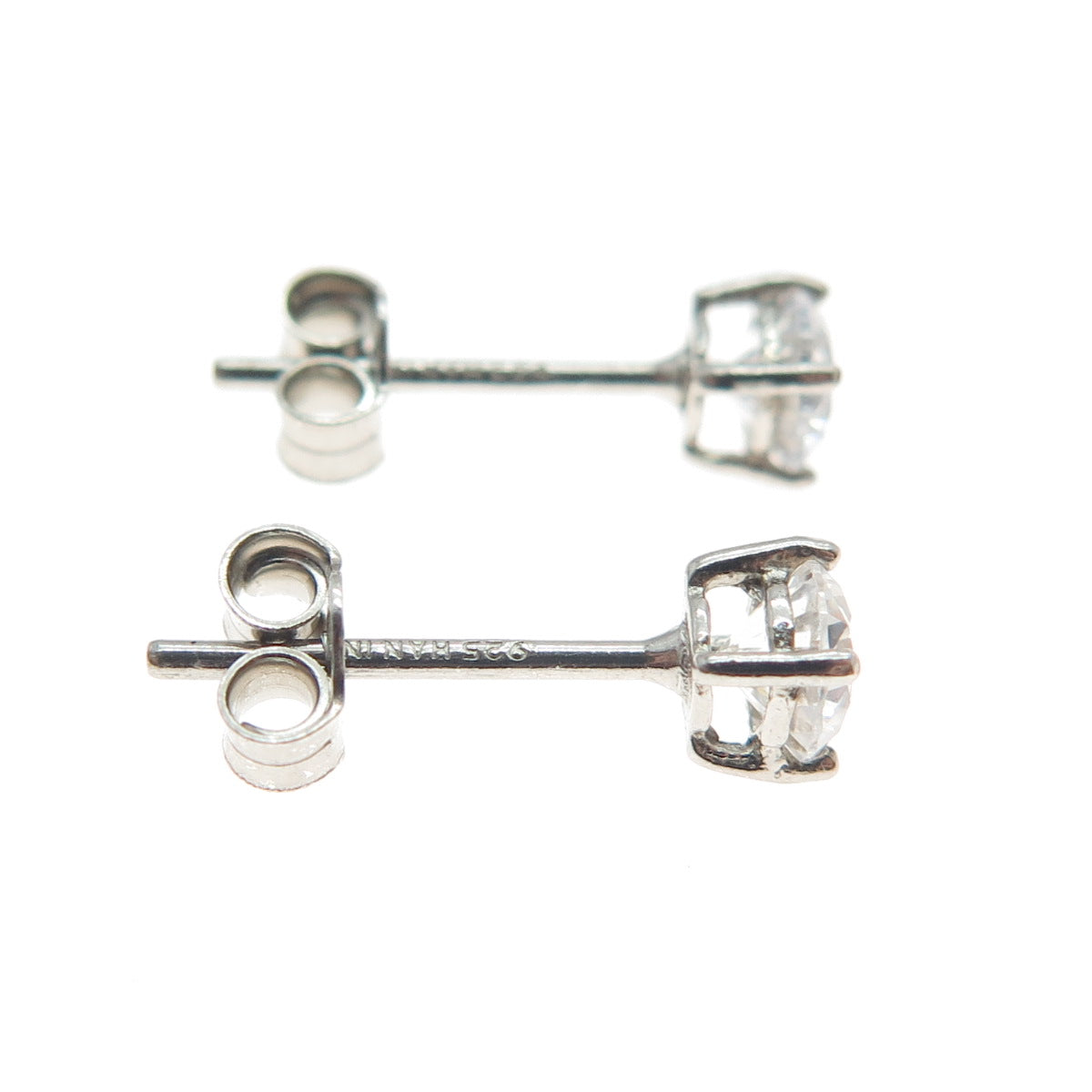 HAN 925 Sterling Silver Round-Cut C Z Stud Earrings