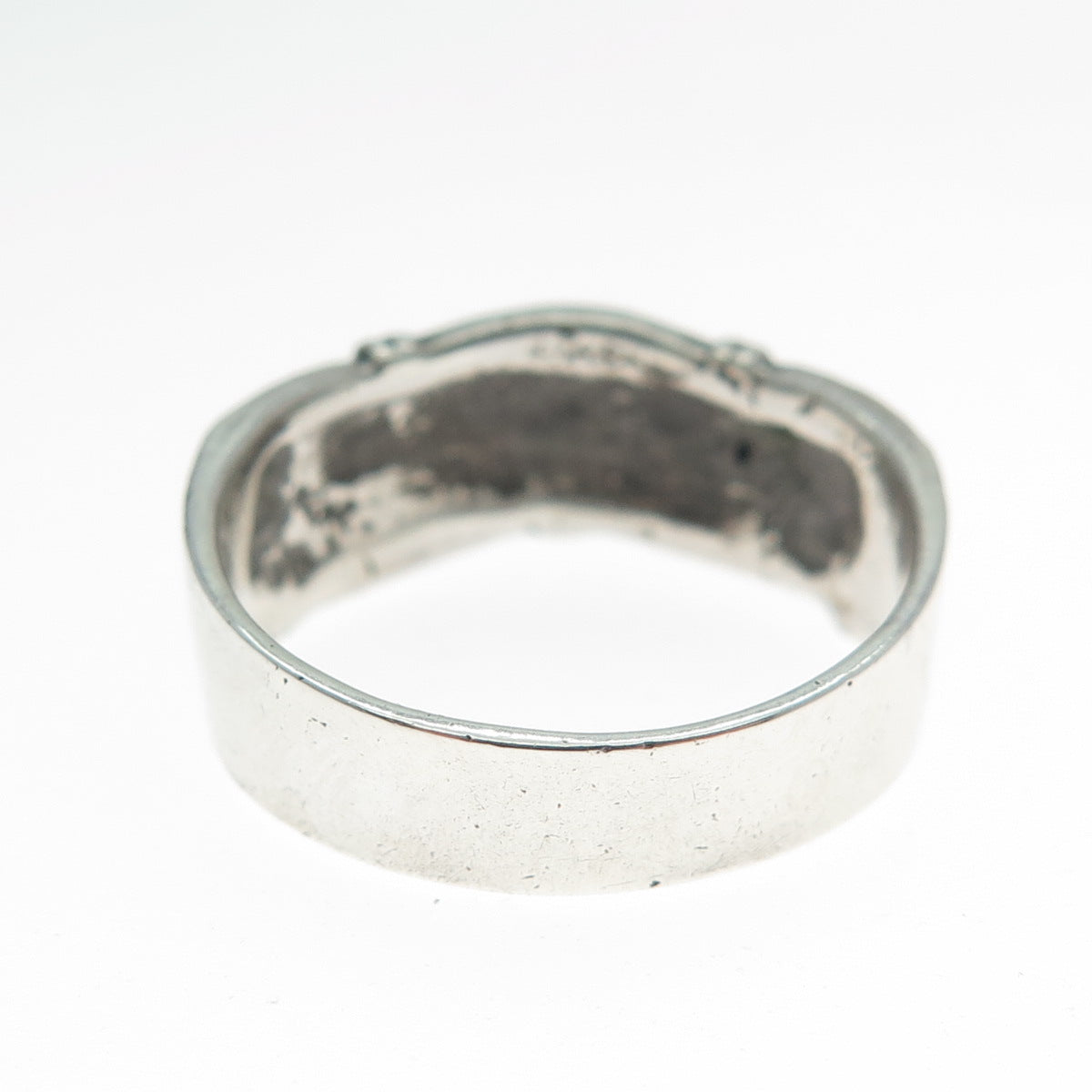 925 Sterling Silver Vintage Rattan Oxidized Ring Size 8.25