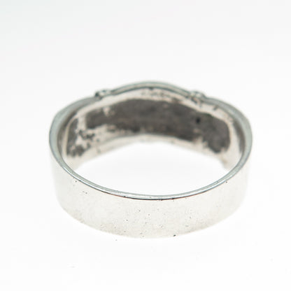 925 Sterling Silver Vintage Rattan Oxidized Ring Size 8.25