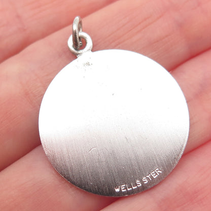 WELLS 925 Sterling Silver Vintage Happy Birthday Charm Pendant