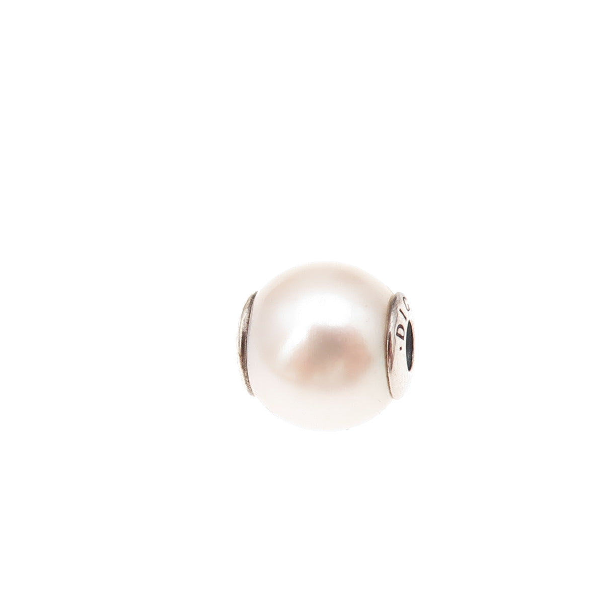 Pandora 925 Sterling Silver Real Pearl Essence Dignity Slide Bead Charm
