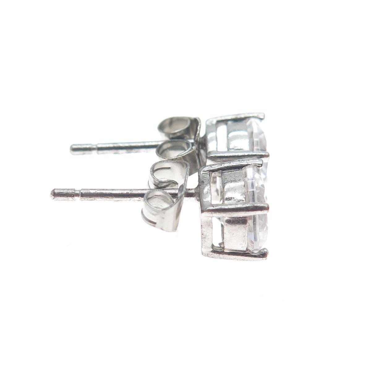 925 Sterling Silver Round-Cut C Z Stud Earrings