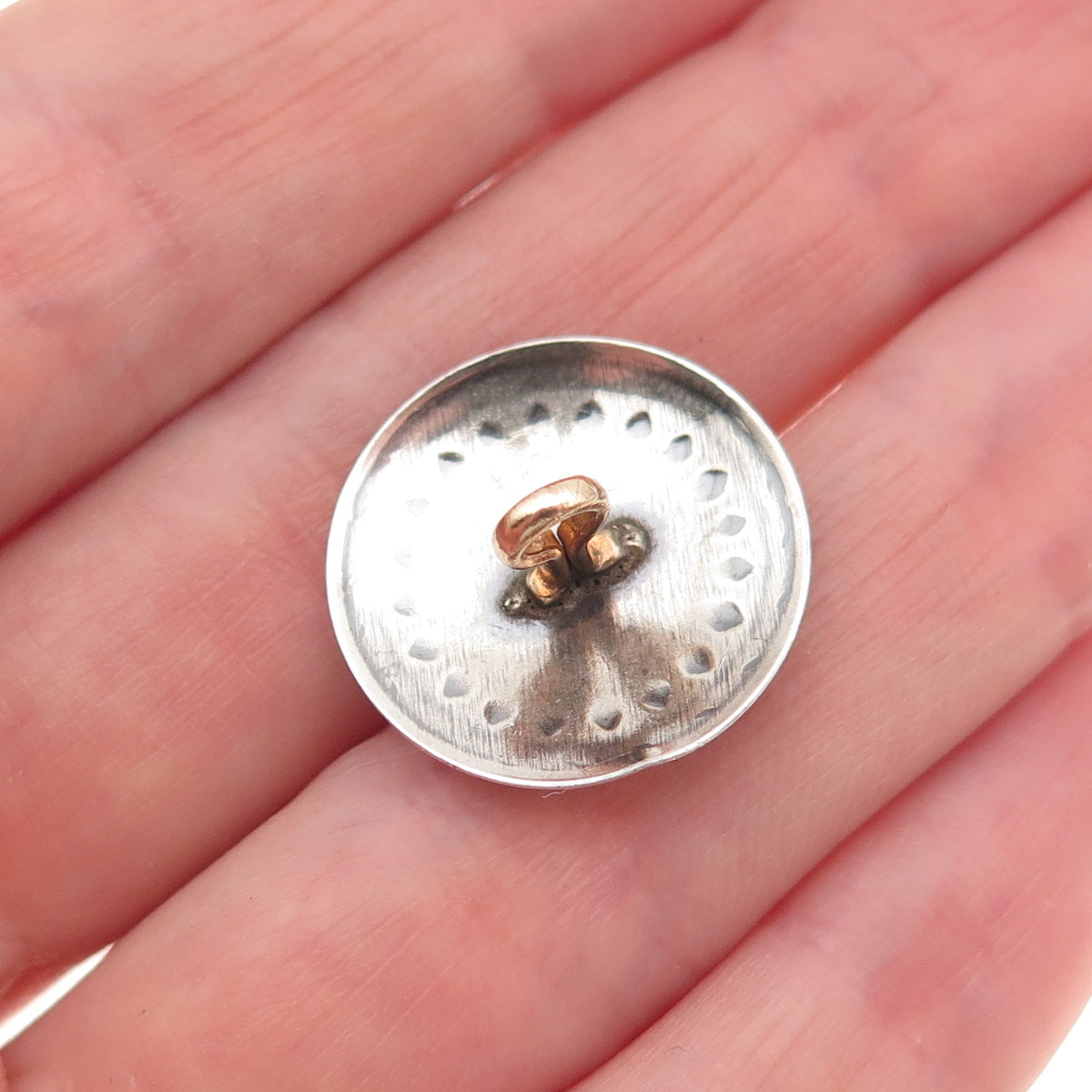 Old Pawn 925 Sterling Silver Vintage Southwestern Concho Oxidized Tribal Button