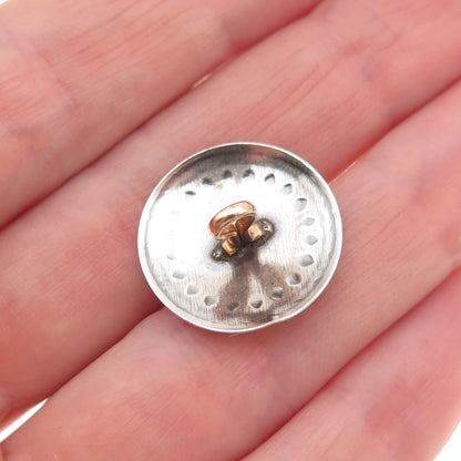 Old Pawn 925 Sterling Silver Vintage Southwestern Concho Oxidized Tribal Button