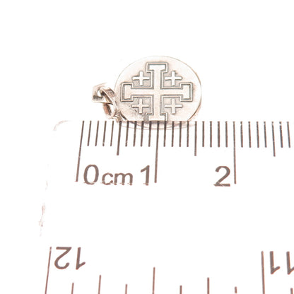 925 Sterling Silver Vintage Jerusalem Cross Oxidized Charm Pendant
