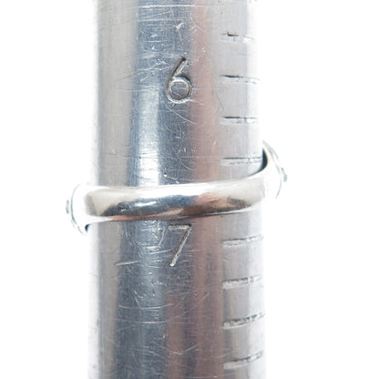 900 Silver Vintage Enamel Filigree Bypass Oxidized Ring Size 6.75