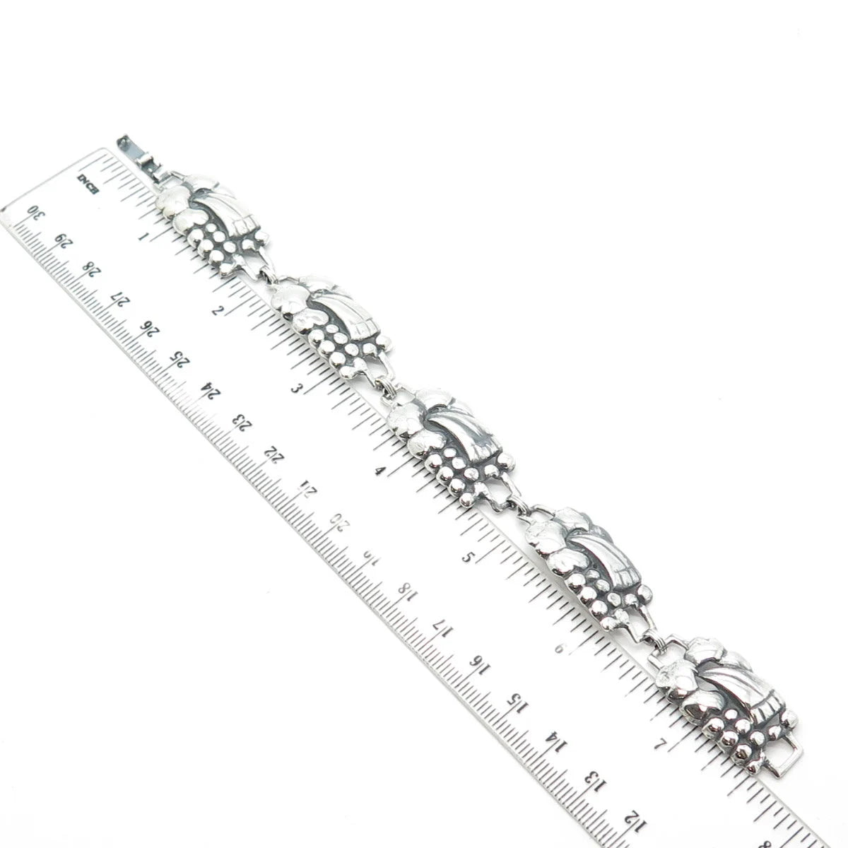 925 Sterling Silver Vintage Fancy Link Bracelet 7"