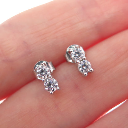 925 Sterling Silver Round-Cut C Z Stud Earrings