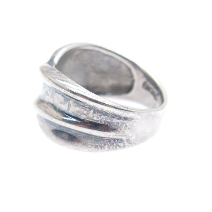 925 Sterling Silver Vintage Modernist Oxidized Ring Size 6.25
