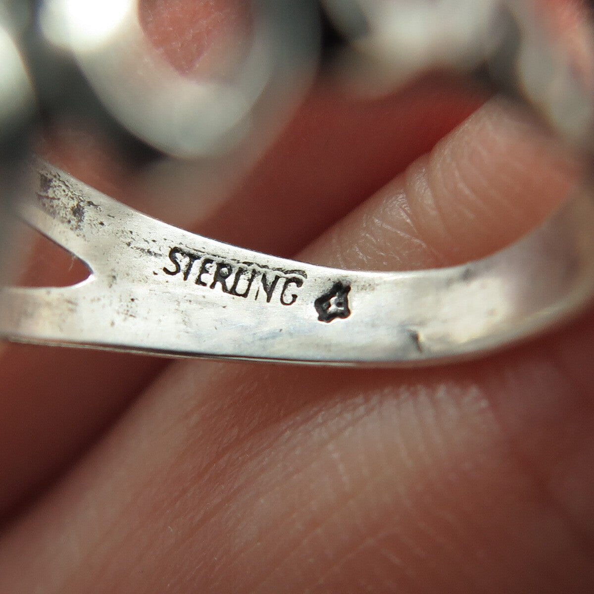 925 Sterling Silver Vintage Southwestern Twisted Link Oxidized Ring Size 6