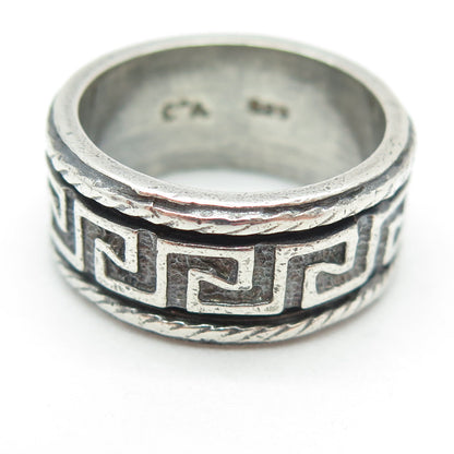 CHATEAU D'ARGENT 925 Sterling Silver Vintage Greek Key Oxidized Ring Size 9.25