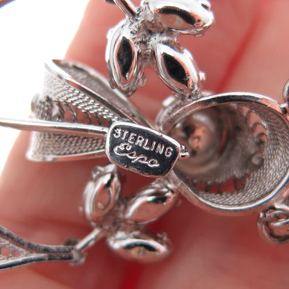 ESPO JOSEPH ESPOSITO Sterling Silver Antique Real Pearl Rhinestone Necklace 16"