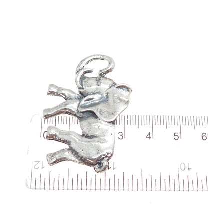 925 Sterling Silver Vintage Elephant Oxidized Pin Brooch
