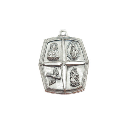 CHAPEL 925 Sterling Silver Antique Art Deco 4-Way Cross Medal Charm Pendant