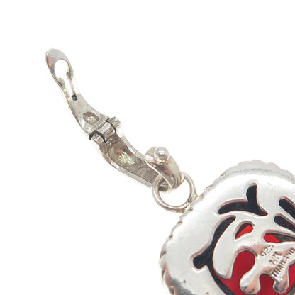 WHITNEY KELLY 925 Sterling Silver Vintage Real Carnelian Gem Roped Bezel Pendant