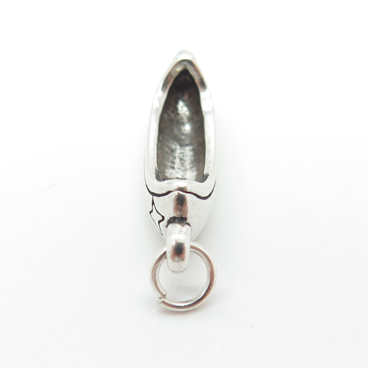 SUN WEST 925 Sterling Silver Vintage Canoe 3D Charm Pendant